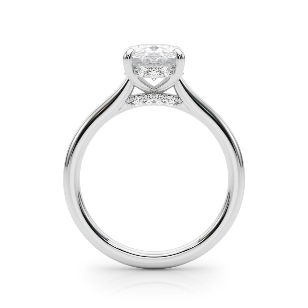 Elegant Sidestone Oval Diamond Engagement Ring in 10K/14K gold and platinum with certified lab-grown or natural diamonds