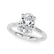 Elegant Sidestone Oval Diamond Engagement Ring in 10K/14K gold and platinum with certified lab-grown or natural diamonds