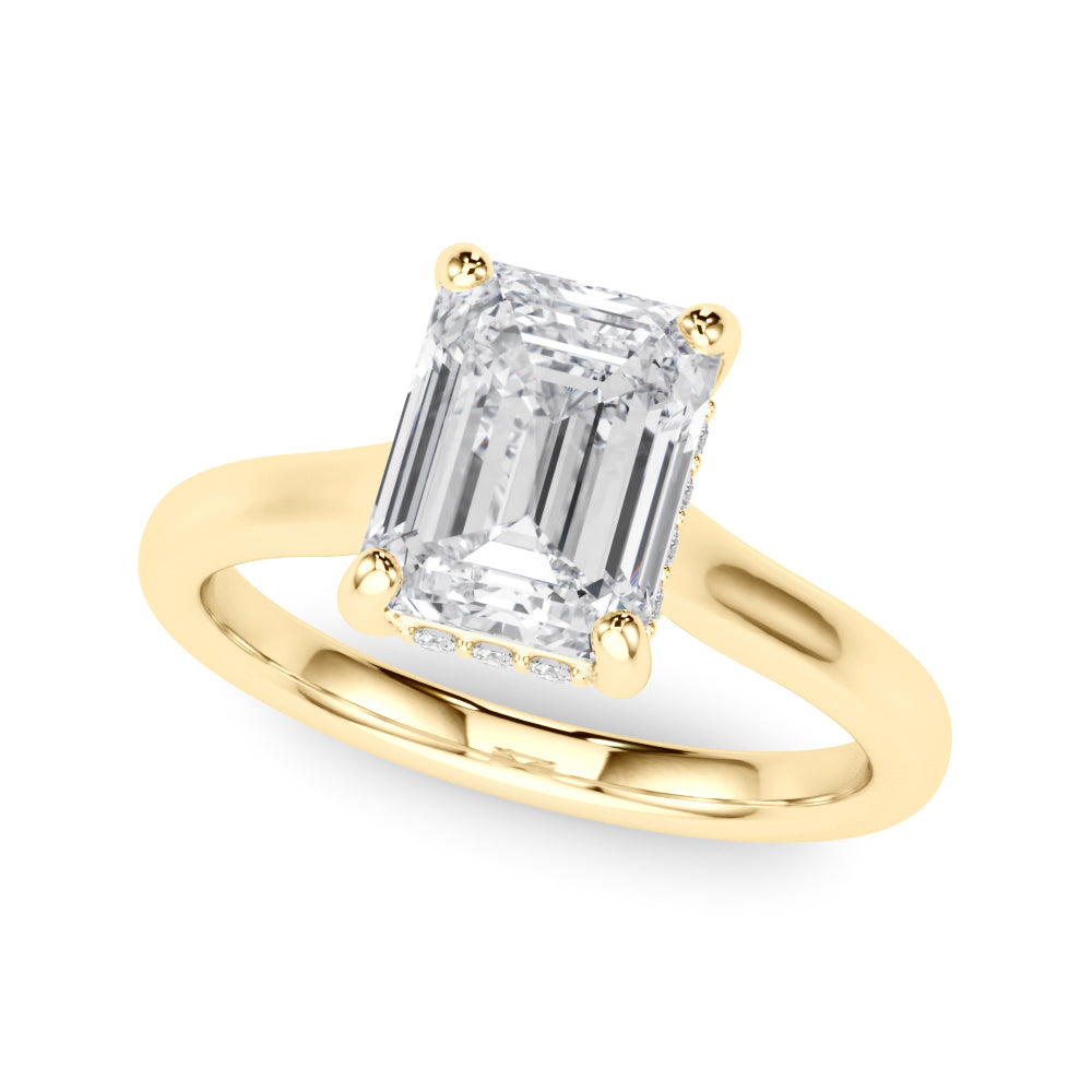 Vintage-Inspired Sidestone Emerald Diamond Engagement Ring in 10K/14K gold and platinum with certified lab-grown or natural diamonds