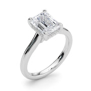 Vintage-Inspired Sidestone Emerald Diamond Engagement Ring in 10K/14K gold and platinum with certified lab-grown or natural diamonds