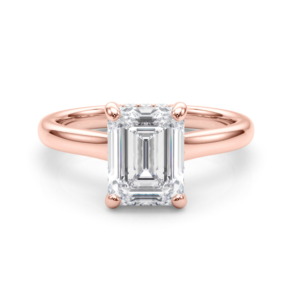 Vintage-Inspired Sidestone Emerald Diamond Engagement Ring in 10K/14K gold and platinum with certified lab-grown or natural diamonds