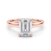 Vintage-Inspired Sidestone Emerald Diamond Engagement Ring in 10K/14K gold and platinum with certified lab-grown or natural diamonds