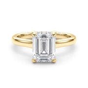 Vintage-Inspired Sidestone Emerald Diamond Engagement Ring in 10K/14K gold and platinum with certified lab-grown or natural diamonds