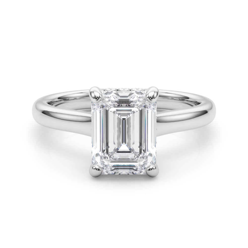 Vintage-Inspired Sidestone Emerald Diamond Engagement Ring in 10K/14K gold and platinum with certified lab-grown or natural diamonds