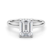 Vintage-Inspired Sidestone Emerald Diamond Engagement Ring in 10K/14K gold and platinum with certified lab-grown or natural diamonds