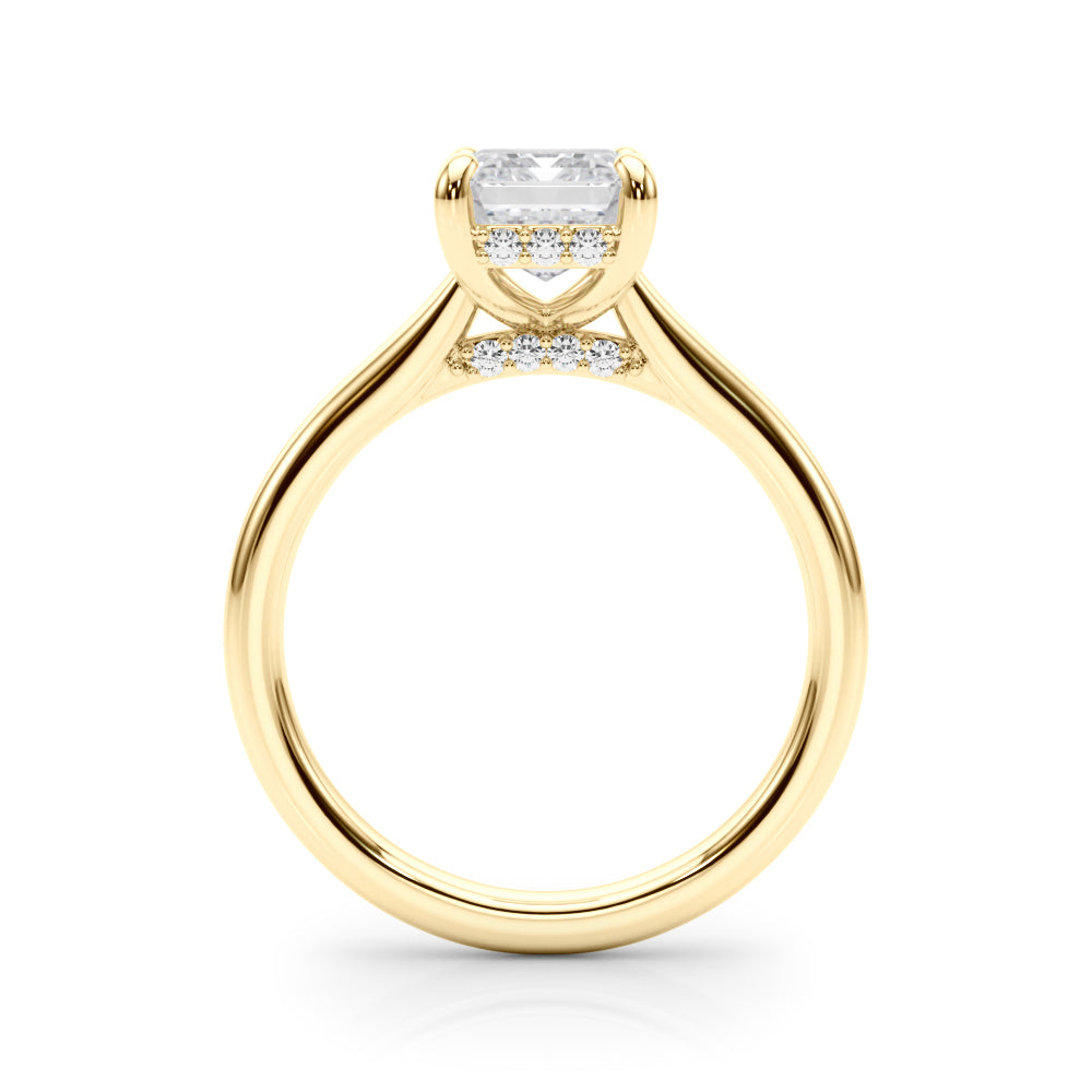 Vintage-Inspired Sidestone Emerald Diamond Engagement Ring in 10K/14K gold and platinum with certified lab-grown or natural diamonds