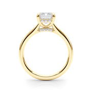 Vintage-Inspired Sidestone Emerald Diamond Engagement Ring in 10K/14K gold and platinum with certified lab-grown or natural diamonds