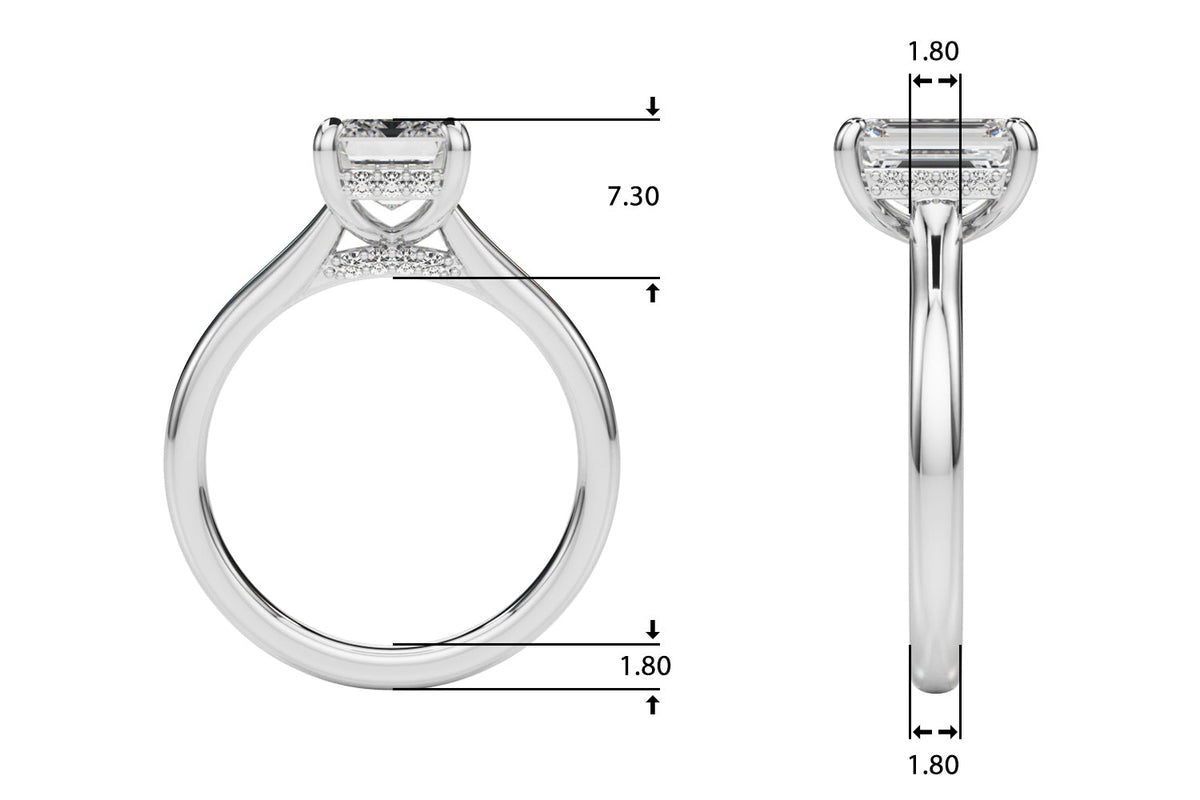 Vintage-Inspired Sidestone Emerald Diamond Engagement Ring in 10K/14K gold and platinum with certified lab-grown or natural diamonds