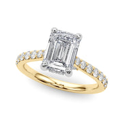 Luxe Halo Emerald Diamond Engagement Ring in 10K/14K gold and platinum with certified lab-grown or natural diamonds