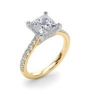 Refined Halo Princess Diamond Engagement Ring in 10K/14K gold and platinum with certified lab-grown or natural diamonds