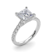 Refined Halo Princess Diamond Engagement Ring in 10K/14K gold and platinum with certified lab-grown or natural diamonds