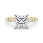 Refined Halo Princess Diamond Engagement Ring in 10K/14K gold and platinum with certified lab-grown or natural diamonds