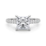 Refined Halo Princess Diamond Engagement Ring in 10K/14K gold and platinum with certified lab-grown or natural diamonds