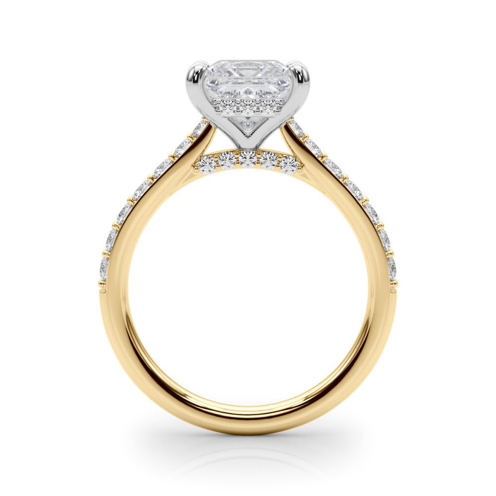 Refined Halo Princess Diamond Engagement Ring in 10K/14K gold and platinum with certified lab-grown or natural diamonds