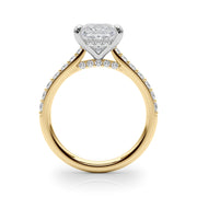 Refined Halo Princess Diamond Engagement Ring in 10K/14K gold and platinum with certified lab-grown or natural diamonds