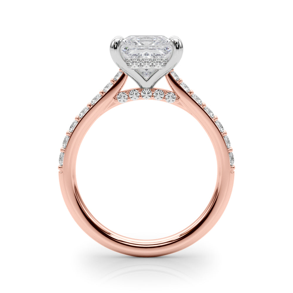Refined Halo Princess Diamond Engagement Ring in 10K/14K gold and platinum with certified lab-grown or natural diamonds