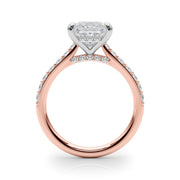 Refined Halo Princess Diamond Engagement Ring in 10K/14K gold and platinum with certified lab-grown or natural diamonds