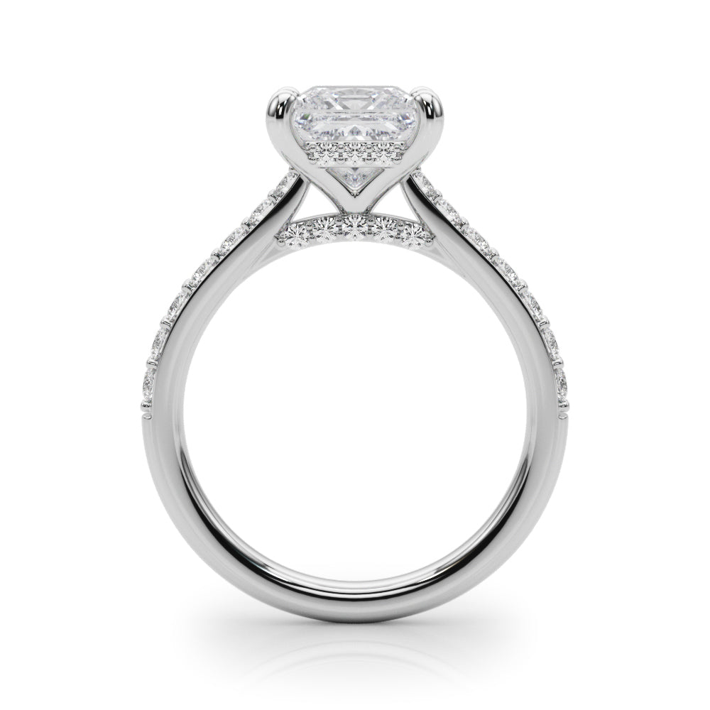 Refined Halo Princess Diamond Engagement Ring in 10K/14K gold and platinum with certified lab-grown or natural diamonds
