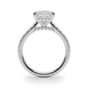 Refined Halo Princess Diamond Engagement Ring in 10K/14K gold and platinum with certified lab-grown or natural diamonds