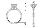 Refined Halo Princess Diamond Engagement Ring in 10K/14K gold and platinum with certified lab-grown or natural diamonds