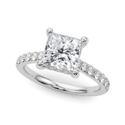 Refined Halo Princess Diamond Engagement Ring in 10K/14K gold and platinum with certified lab-grown or natural diamonds