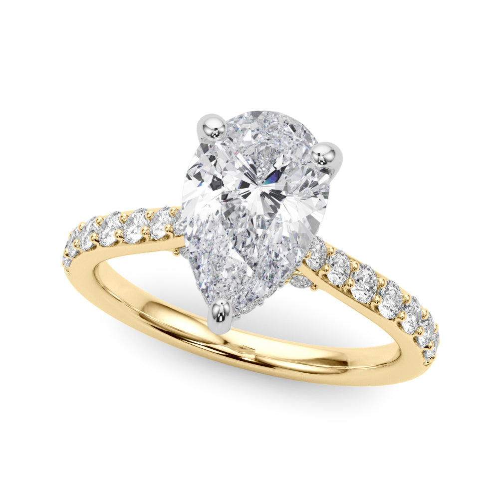 Iconic Halo Pear Diamond Engagement Ring in 10K/14K gold and platinum with certified lab-grown or natural diamonds