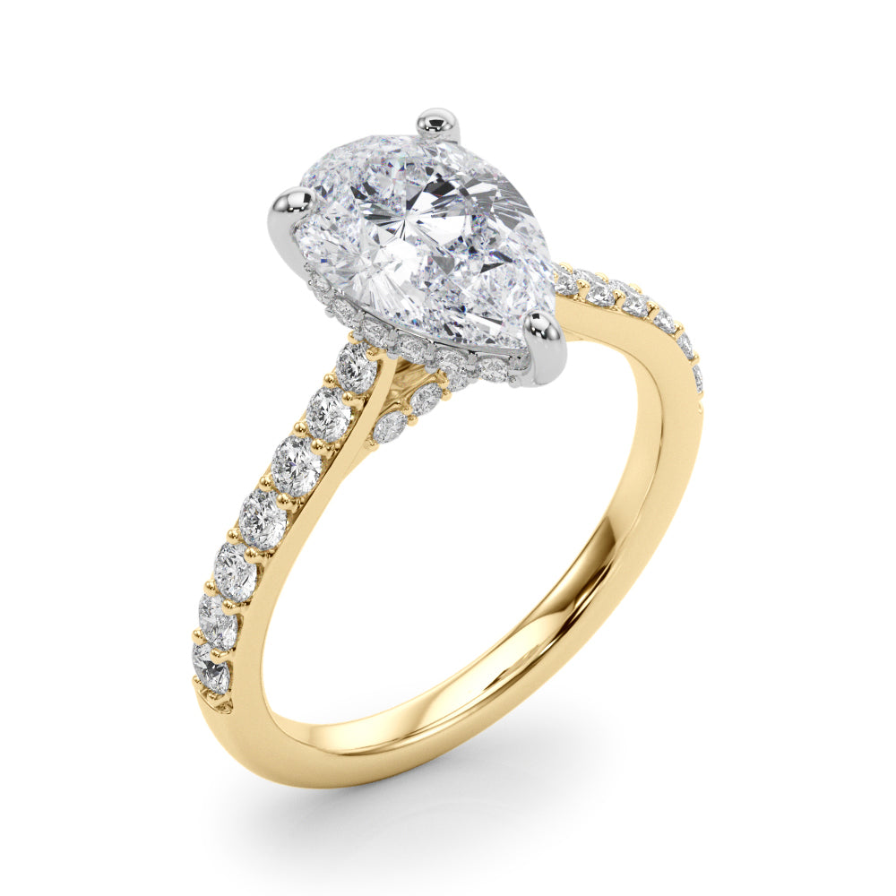 Iconic Halo Pear Diamond Engagement Ring â€” 10K/14K Gold & Platinum