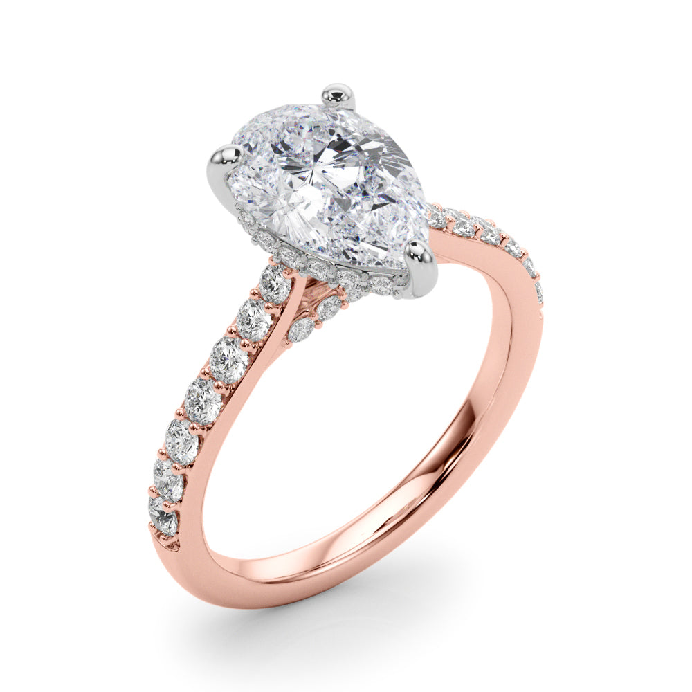 Iconic Halo Pear Diamond Engagement Ring â€” 10K/14K Gold & Platinum