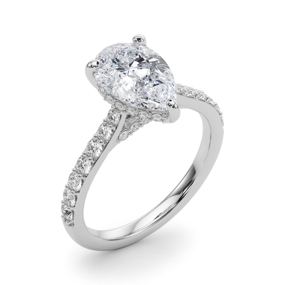 Iconic Halo Pear Diamond Engagement Ring â€” 10K/14K Gold & Platinum