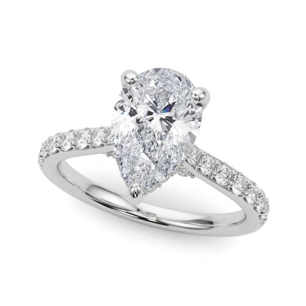 Iconic Halo Pear Diamond Engagement Ring â€” 10K/14K Gold & Platinum