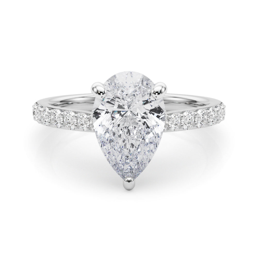 Iconic Halo Pear Diamond Engagement Ring â€” 10K/14K Gold & Platinum