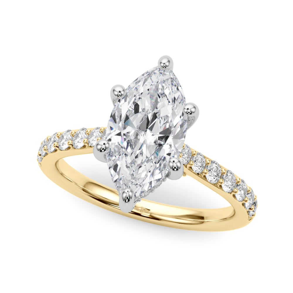 Signature Halo Marquise Diamond Engagement Ring in 10K/14K gold and platinum with certified lab-grown or natural diamonds