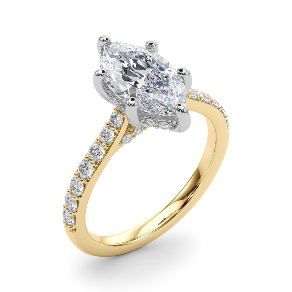 Signature Halo Marquise Diamond Engagement Ring â€” 10K/14K Gold & Platinum