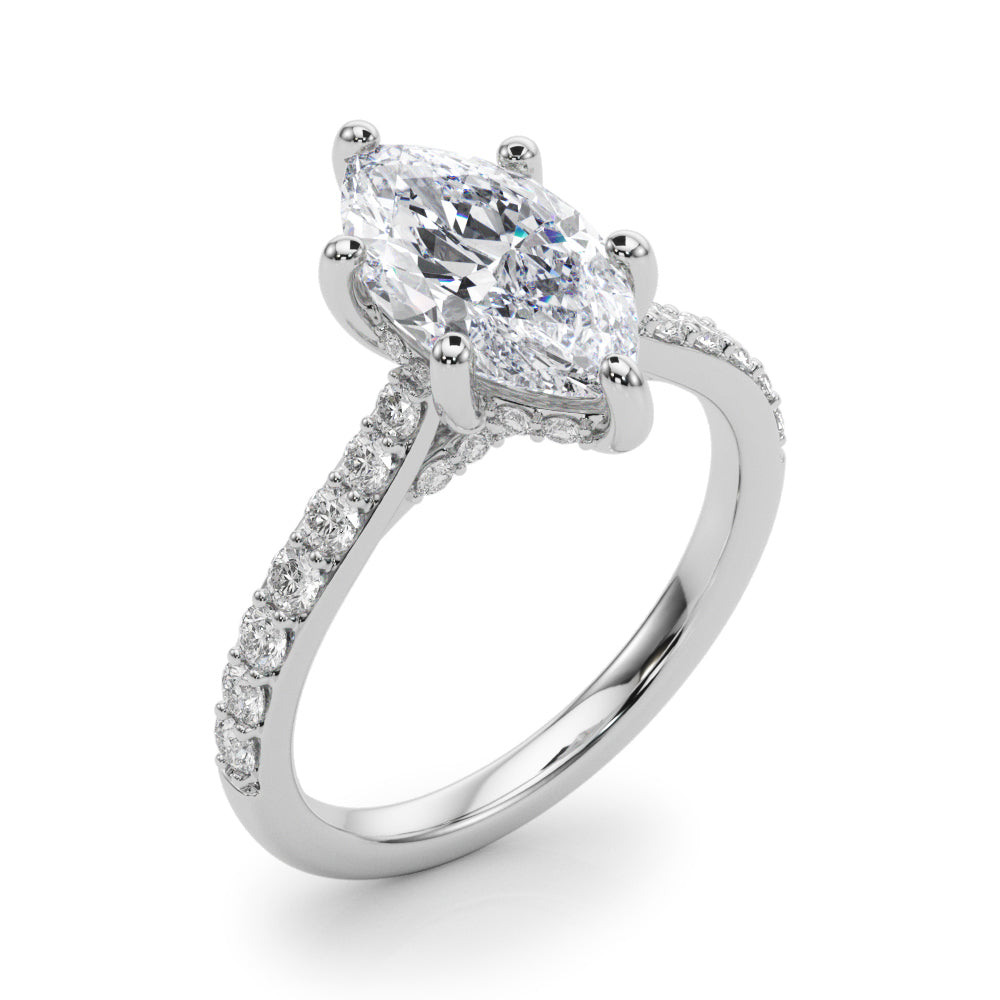 Signature Halo Marquise Diamond Engagement Ring â€” 10K/14K Gold & Platinum
