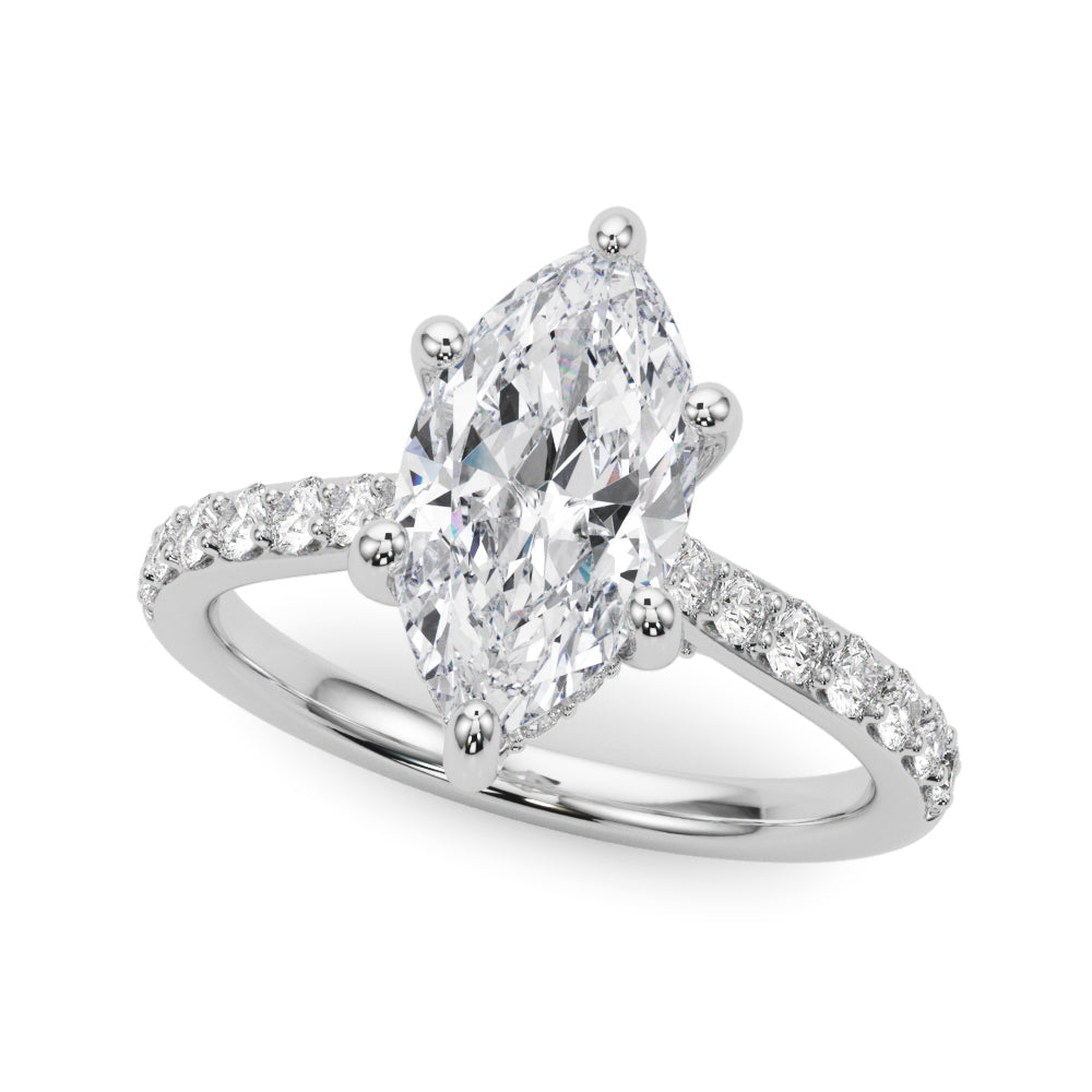 Signature Halo Marquise Diamond Engagement Ring â€” 10K/14K Gold & Platinum