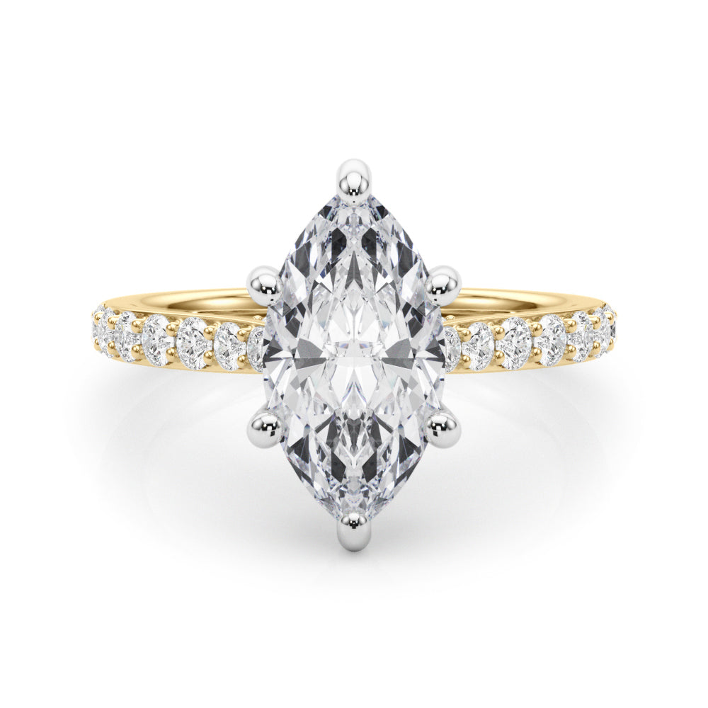 Signature Halo Marquise Diamond Engagement Ring â€” 10K/14K Gold & Platinum