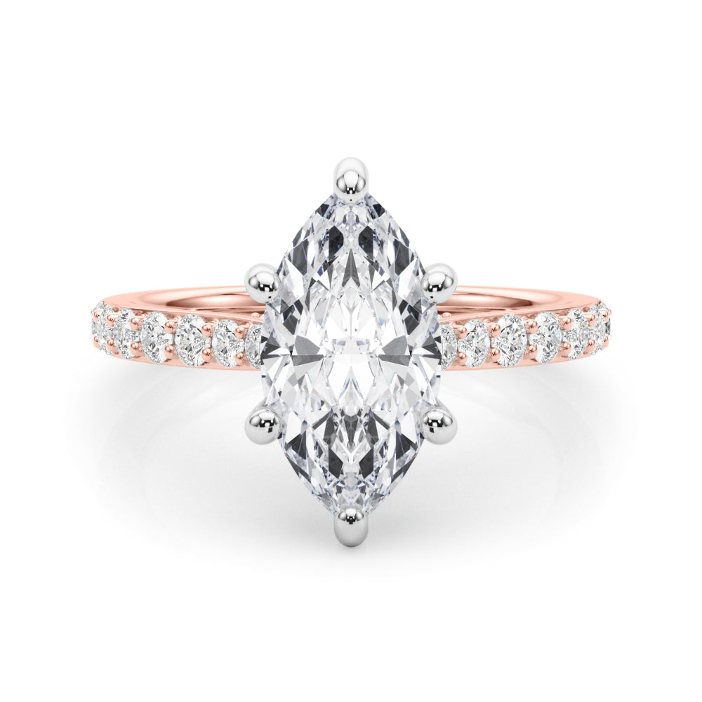 Signature Halo Marquise Diamond Engagement Ring â€” 10K/14K Gold & Platinum