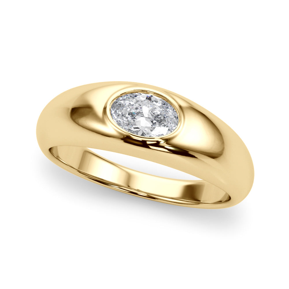 Artisan Solitaire Oval Bezel Set Oval Diamond Engagement Ring in 10K/14K gold and platinum with certified lab-grown or natural diamonds