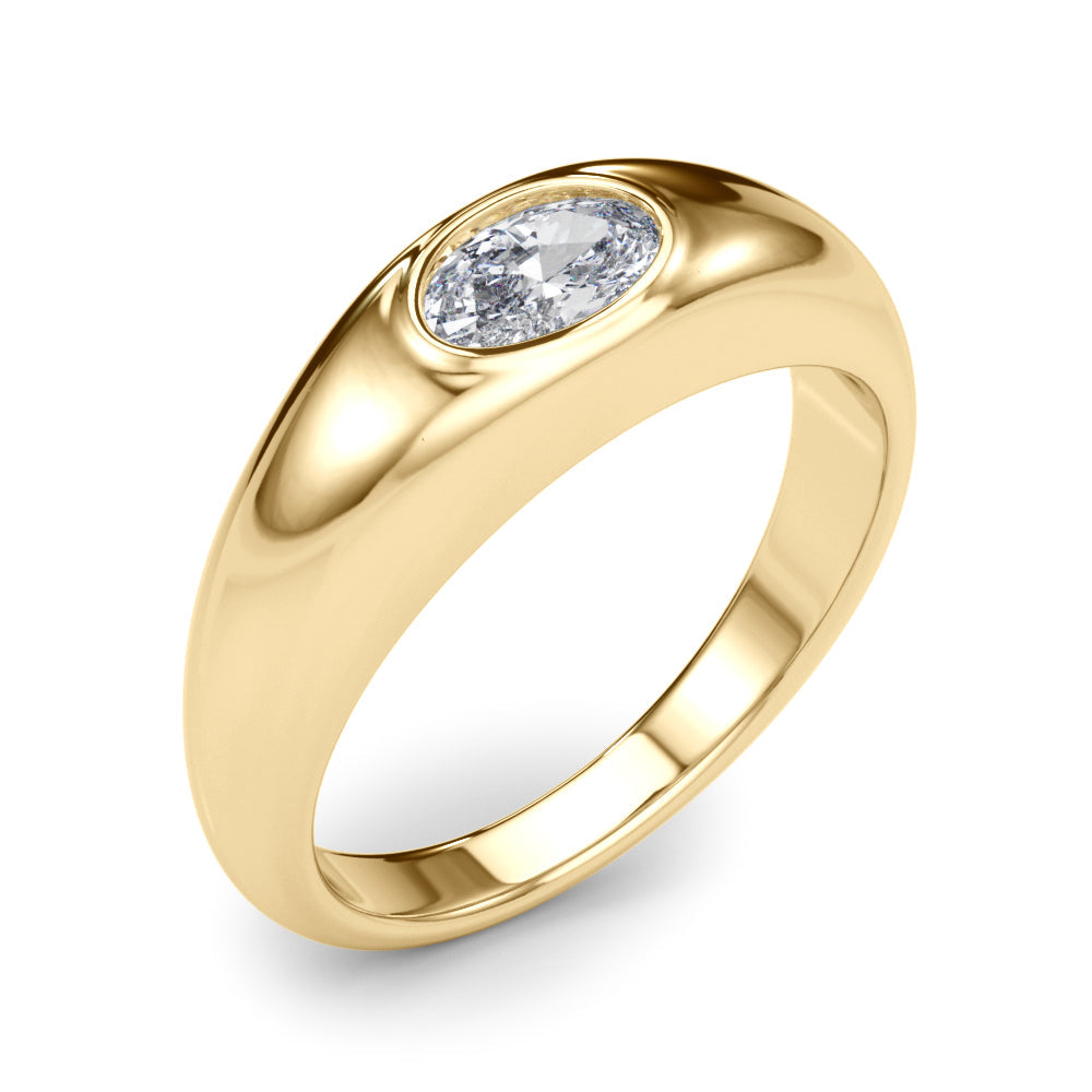 Artisan Solitaire Ov Bezel Set Oval Diamond Engagement Ring â€” 10K/14K Gold & Platinum