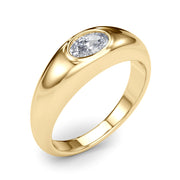 Artisan Solitaire Ov Bezel Set Oval Diamond Engagement Ring â€” 10K/14K Gold & Platinum