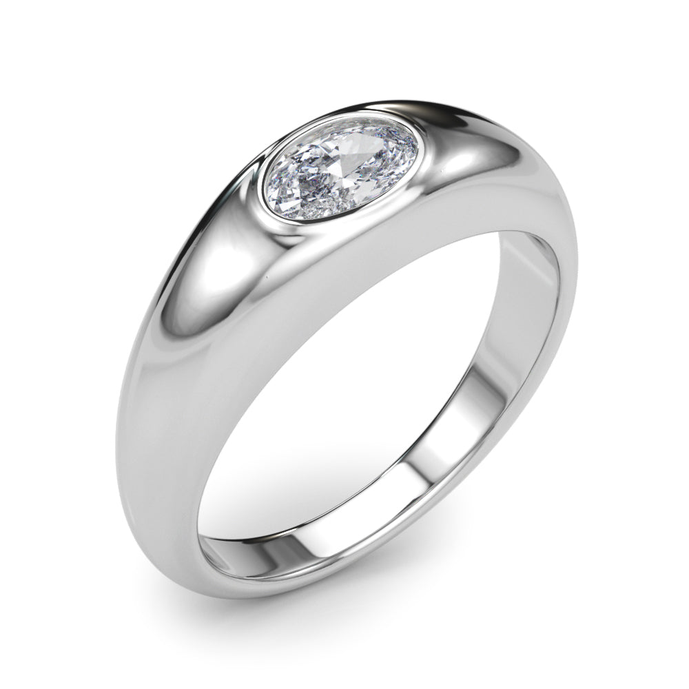 Artisan Solitaire Ov Bezel Set Oval Diamond Engagement Ring â€” 10K/14K Gold & Platinum