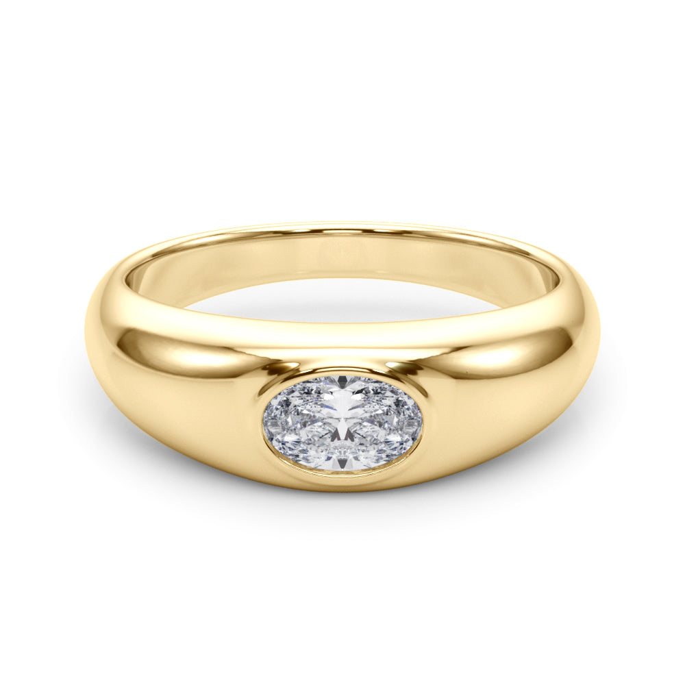 Artisan Solitaire Ov Bezel Set Oval Diamond Engagement Ring â€” 10K/14K Gold & Platinum