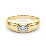 Artisan Solitaire Ov Bezel Set Oval Diamond Engagement Ring â€” 10K/14K Gold & Platinum