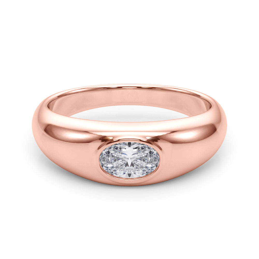 Artisan Solitaire Ov Bezel Set Oval Diamond Engagement Ring â€” 10K/14K Gold & Platinum