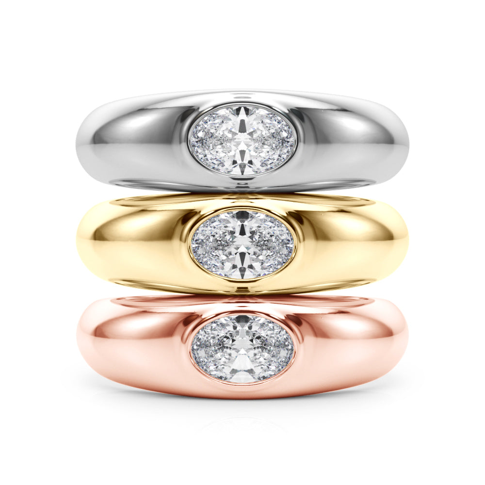 Artisan Solitaire Ov Bezel Set Oval Diamond Engagement Ring â€” 10K/14K Gold & Platinum