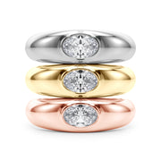 Artisan Solitaire Ov Bezel Set Oval Diamond Engagement Ring â€” 10K/14K Gold & Platinum