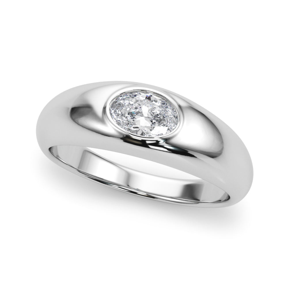 Artisan Solitaire Ov Bezel Set Oval Diamond Engagement Ring â€” 10K/14K Gold & Platinum