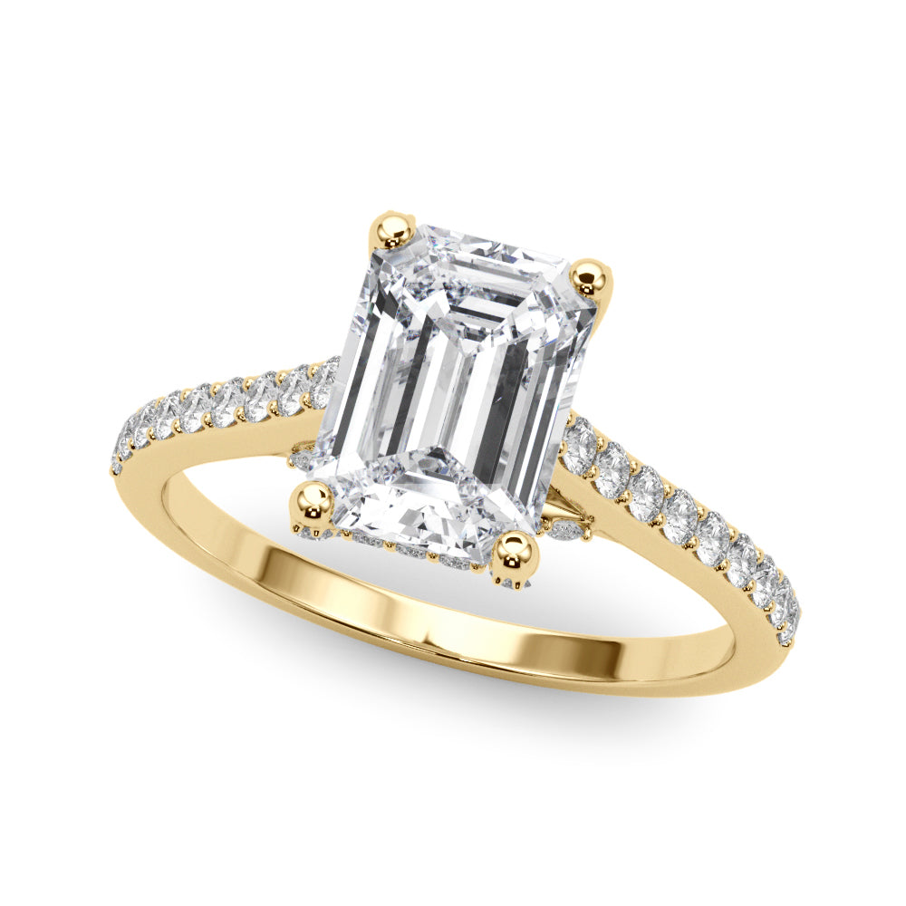 Luxe Ec Center Emerald Diamond Engagement Ring in 10K/14K gold and platinum with certified lab-grown or natural diamonds