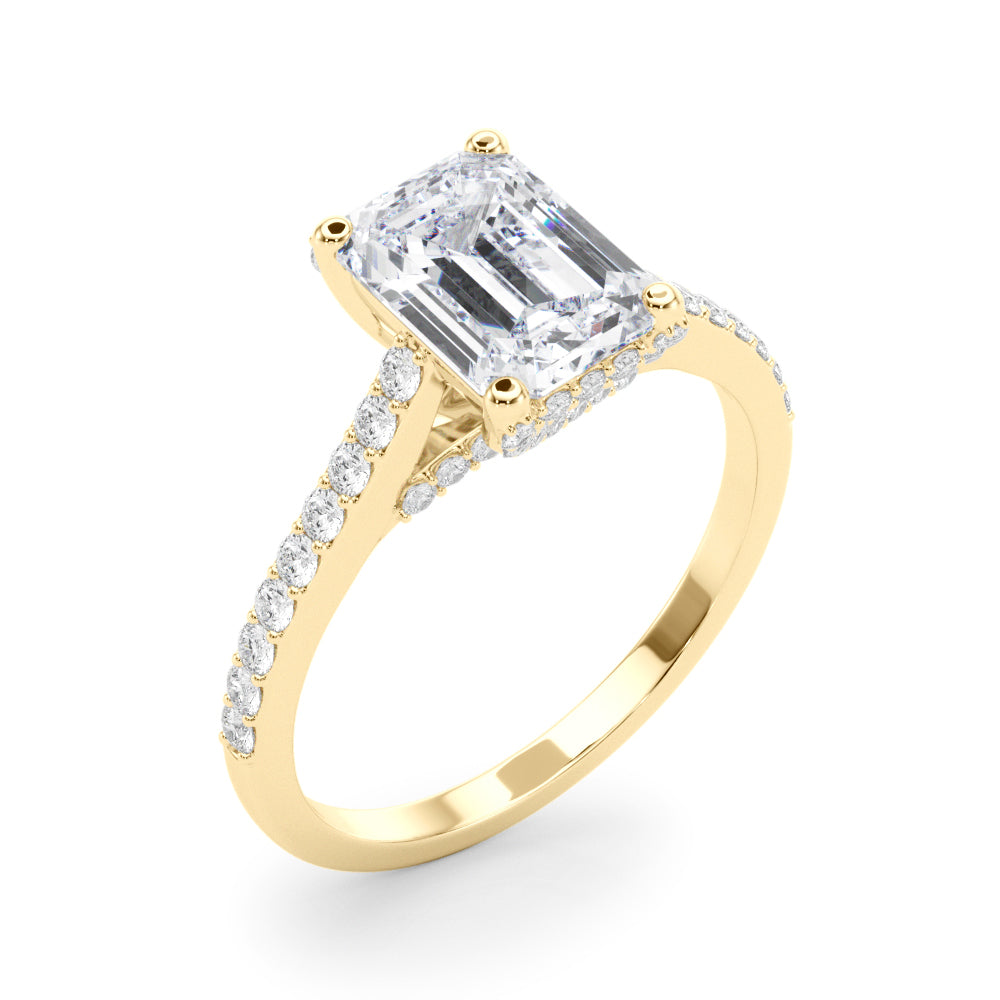 Luxe Ec Center Emerald Diamond Engagement Ring â€” 10K/14K Gold & Platinum