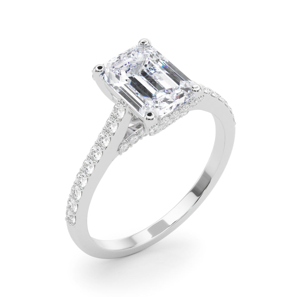 Luxe Ec Center Emerald Diamond Engagement Ring â€” 10K/14K Gold & Platinum